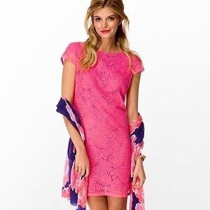 Lilly Pulitzer Jeanette Shift Dress Pink Lace